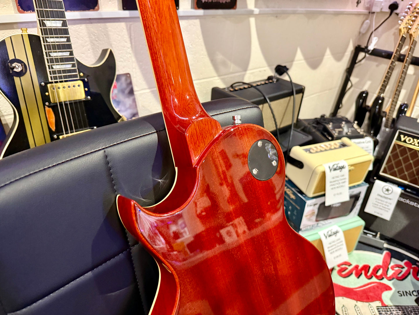 🌟MINT🌟 Vintage V100AFD Flamed Amber Paradise Electric Guitar~ Slash Les Paul!
