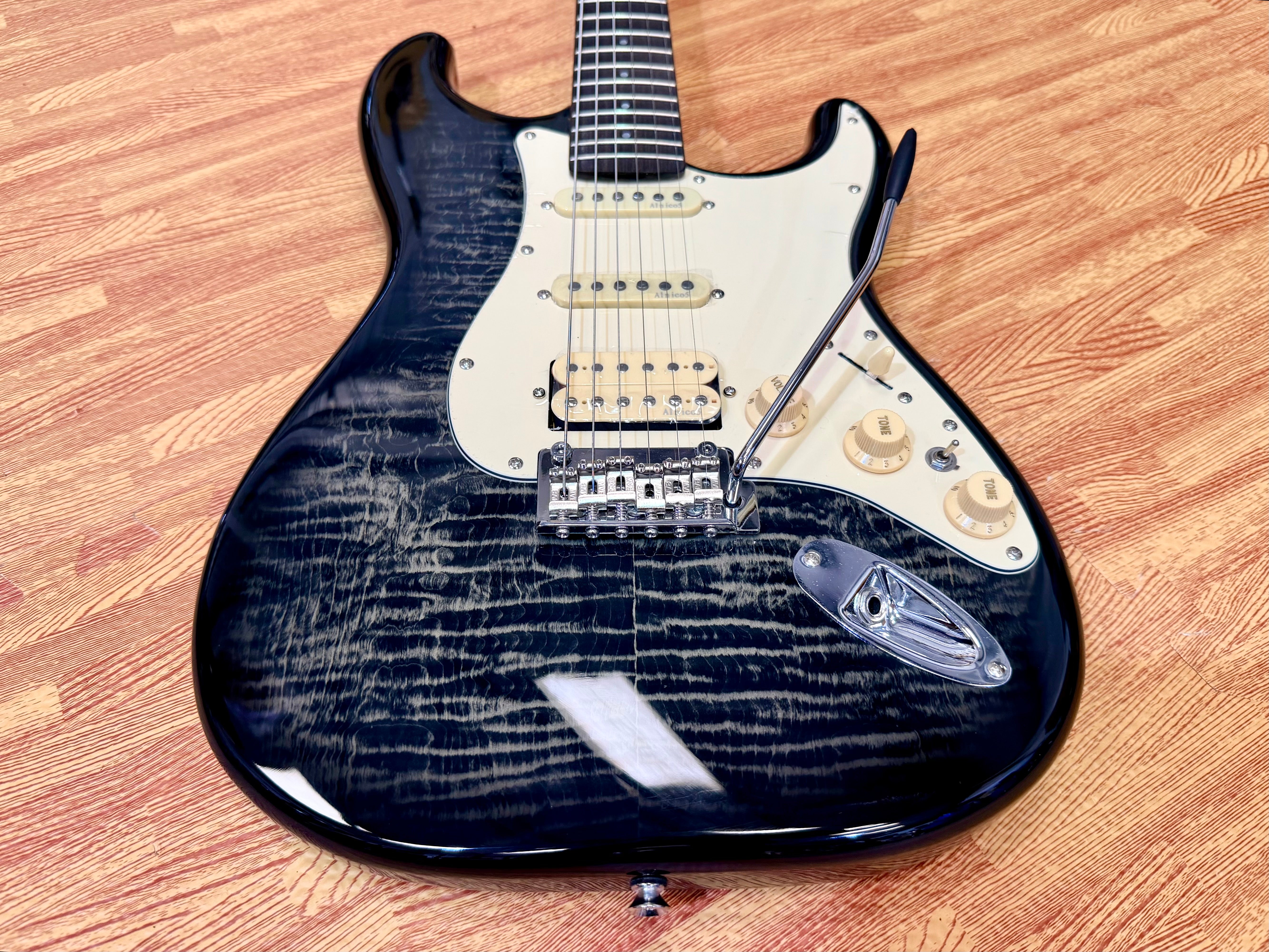 🔥NEW🔥 Prodipe ST93 Trans Black HSS Electric Guitar~ Flamed Maple~ Alder Body!