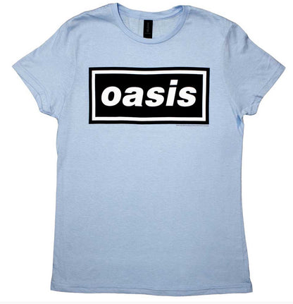 🌟OFFICIAL LICENSED🌟 Oasis Ladies T-Shirt~ Blue Decca Logo~NEW~Band Logo M,L,XL
