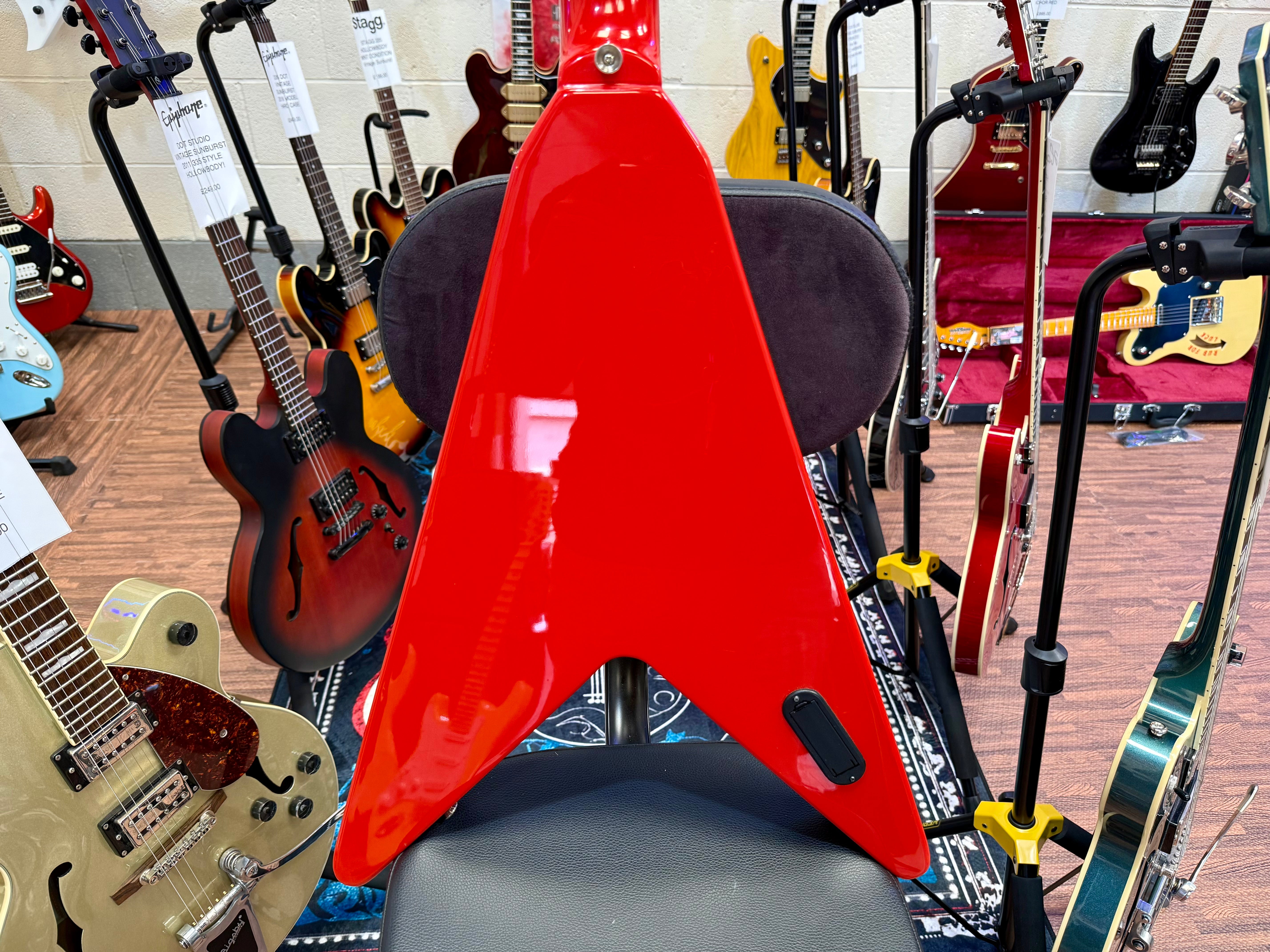 🔥DR WHO🔥 Custom Flying V Left Handed Guitar~ Doctor Who Tardis Lights~ Lefty!