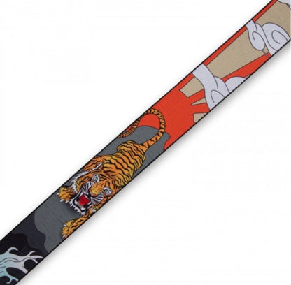 Levy's Prints Polyester + Leather Ends 2" Guitar Strap- Japanese Tiger