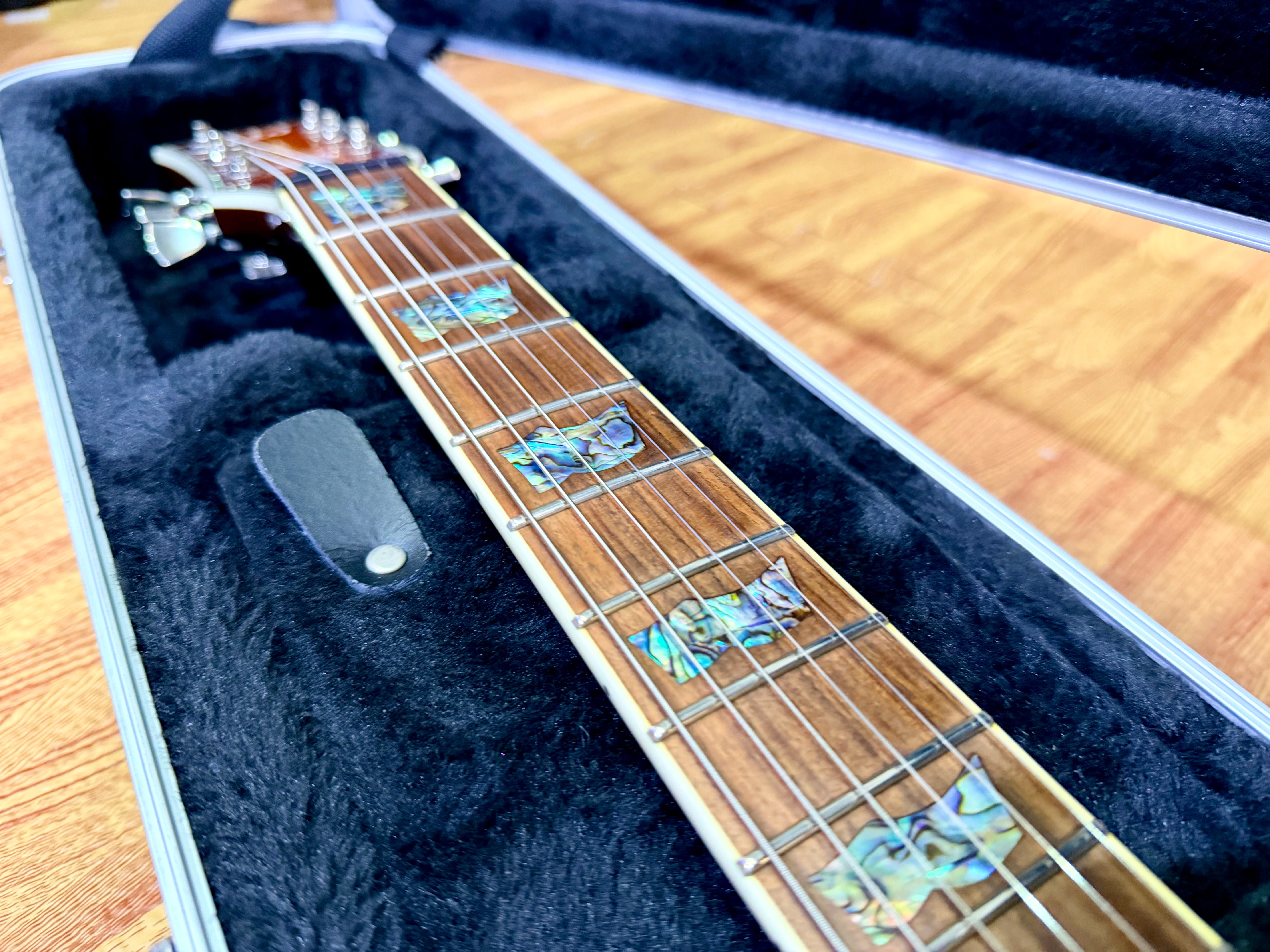 🔥2018🔥 ESP LTD EC-1000 Deluxe Amber Sunburst Electric Guitar + Case~ Abalone!