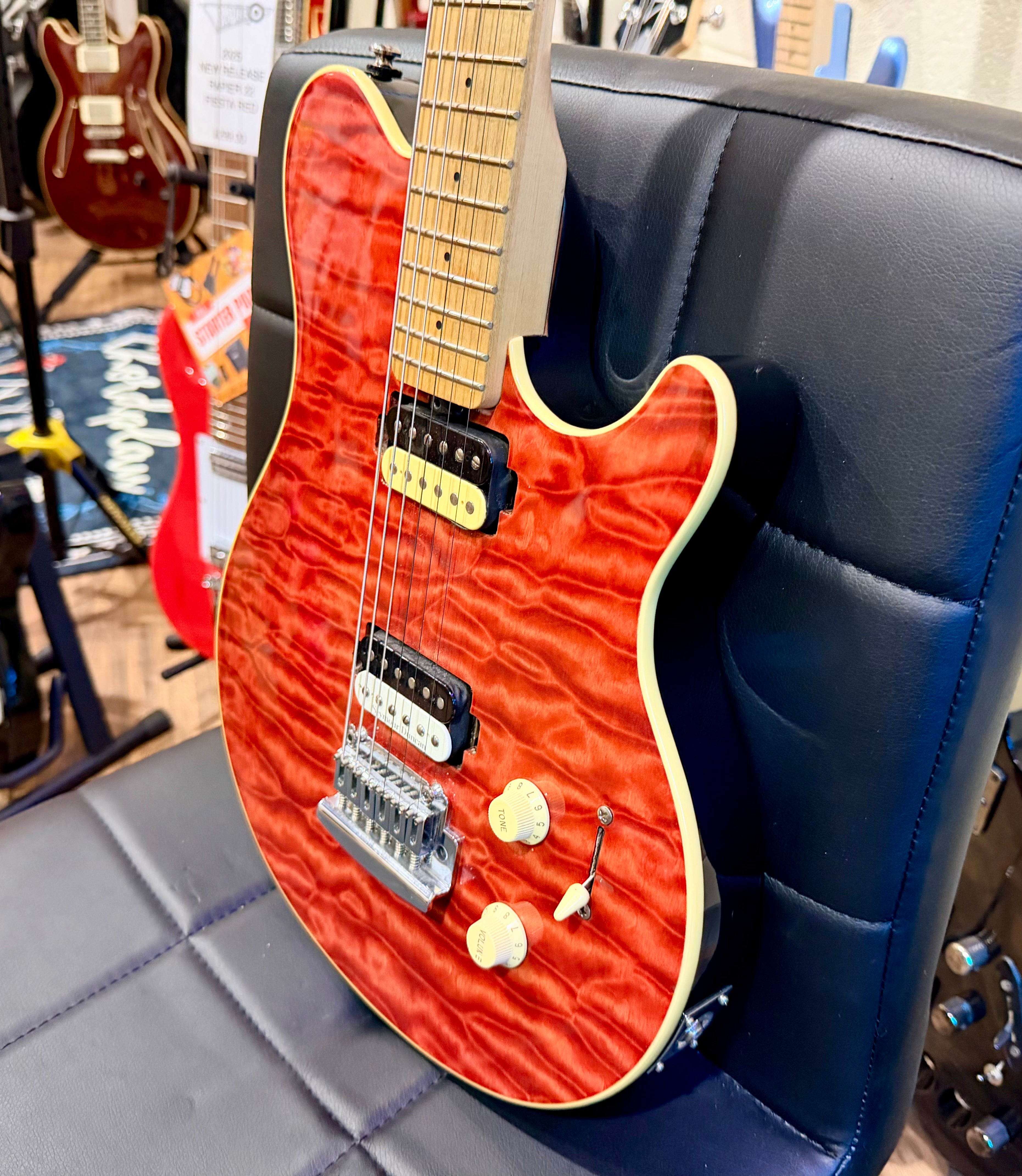 🔥QUILTED FLAME🔥 Sterling By Music Man Sub Axis AX3~ Seymour Duncan Pickup!