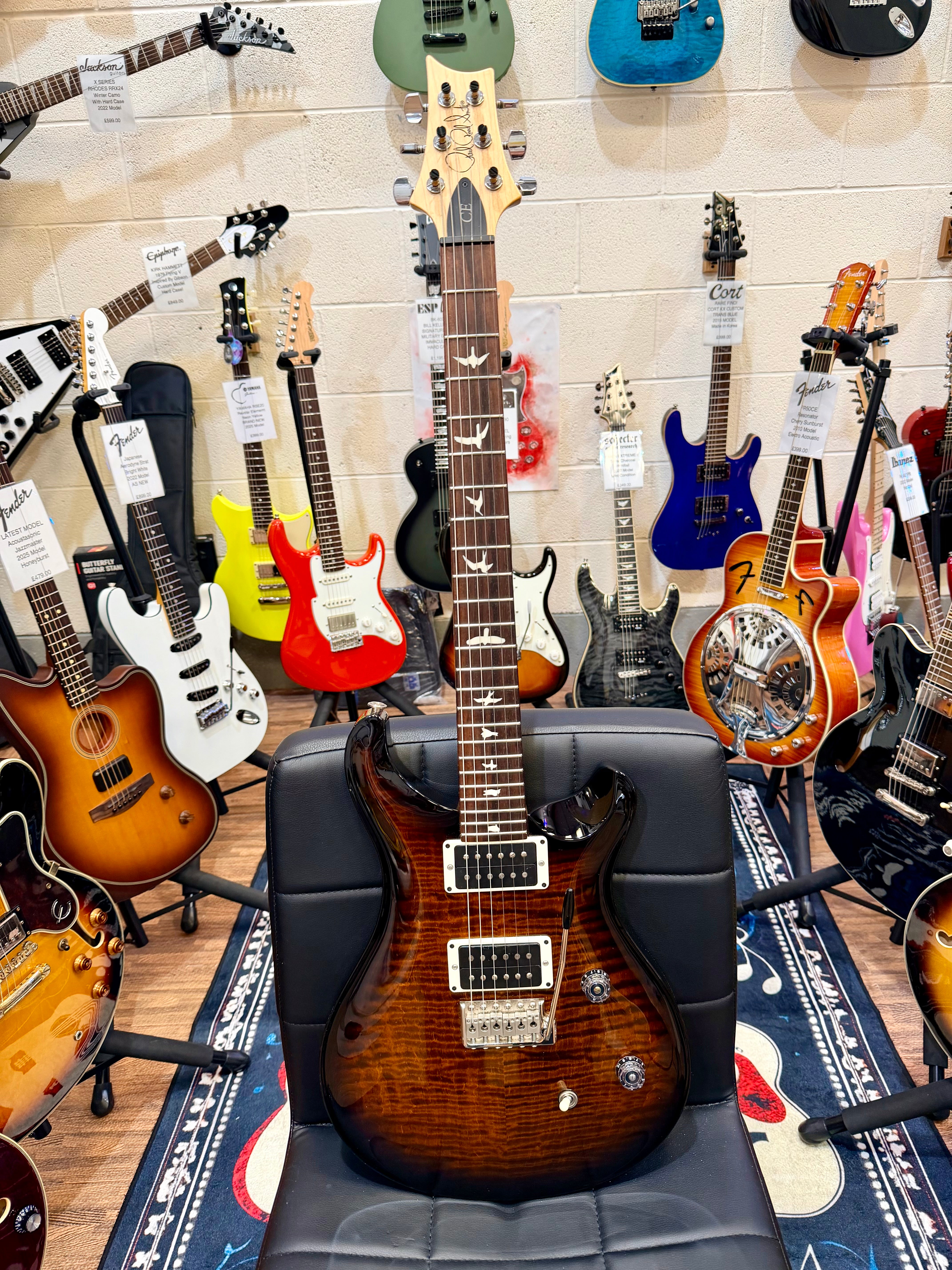 🔥2019🔥 PRS CE 24 Electric Guitar In Black Amber~ Flame Maple~ USA Model + Bag!