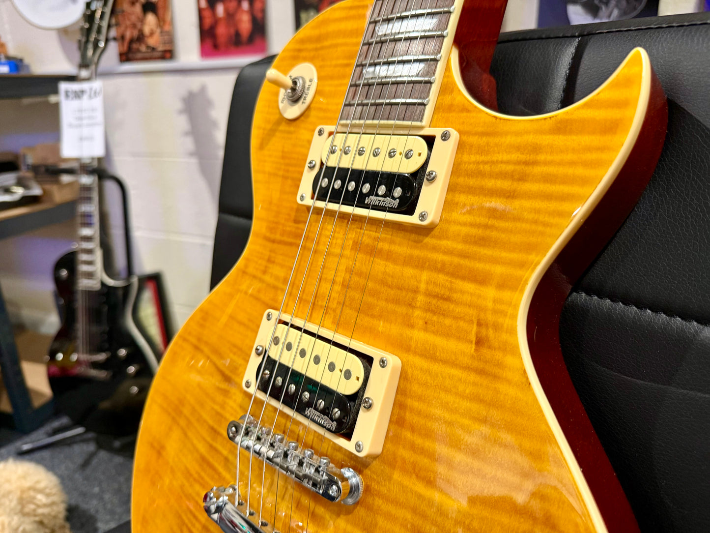 🌟MINT🌟 Vintage V100AFD Flamed Amber Paradise Electric Guitar~ Slash Les Paul!