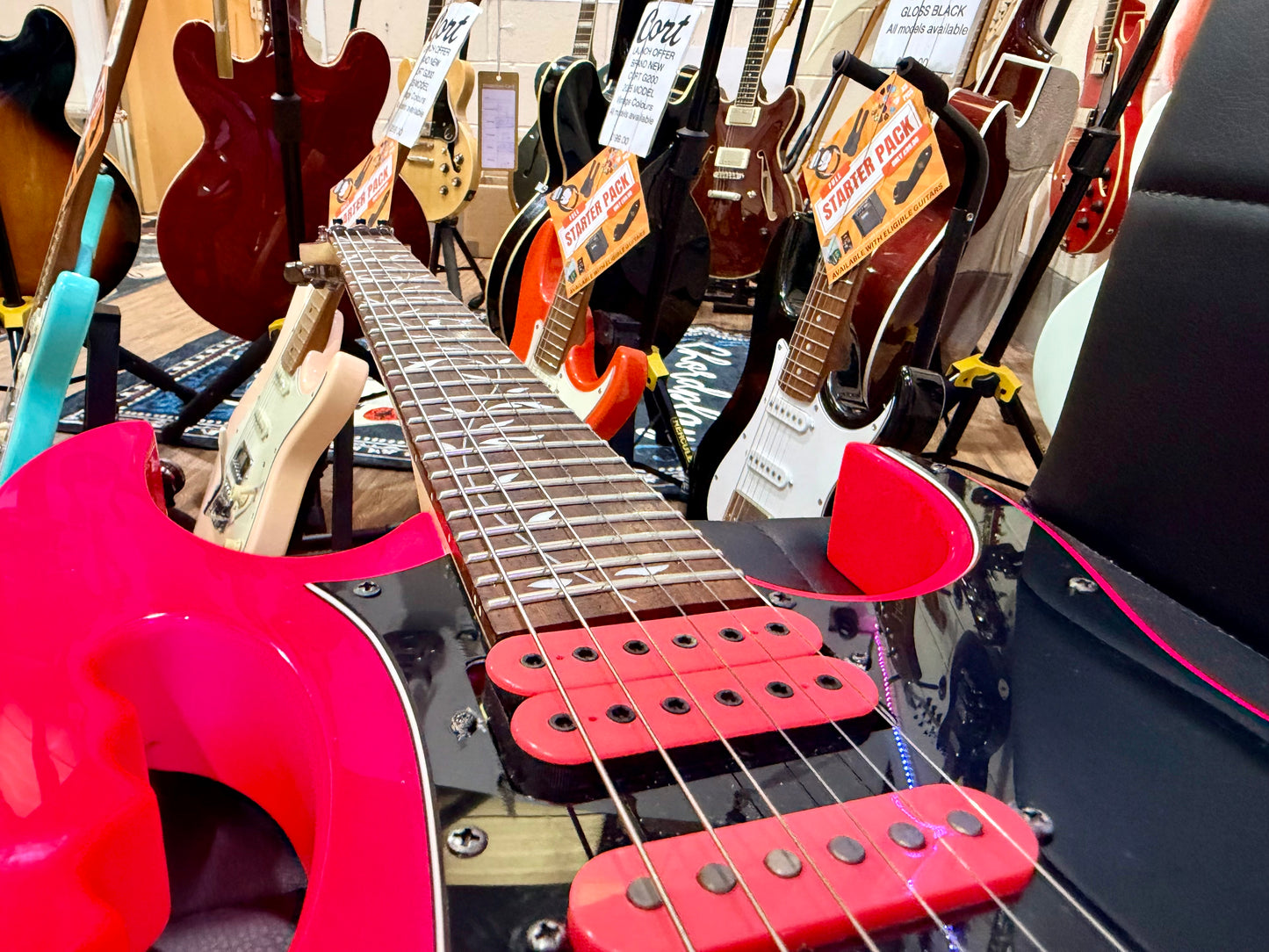 🔥2017🔥 Ibanez Steve Vai Jem Jr~ Neon Pink Junior~ Floyd Rose~ Wizard Neck!