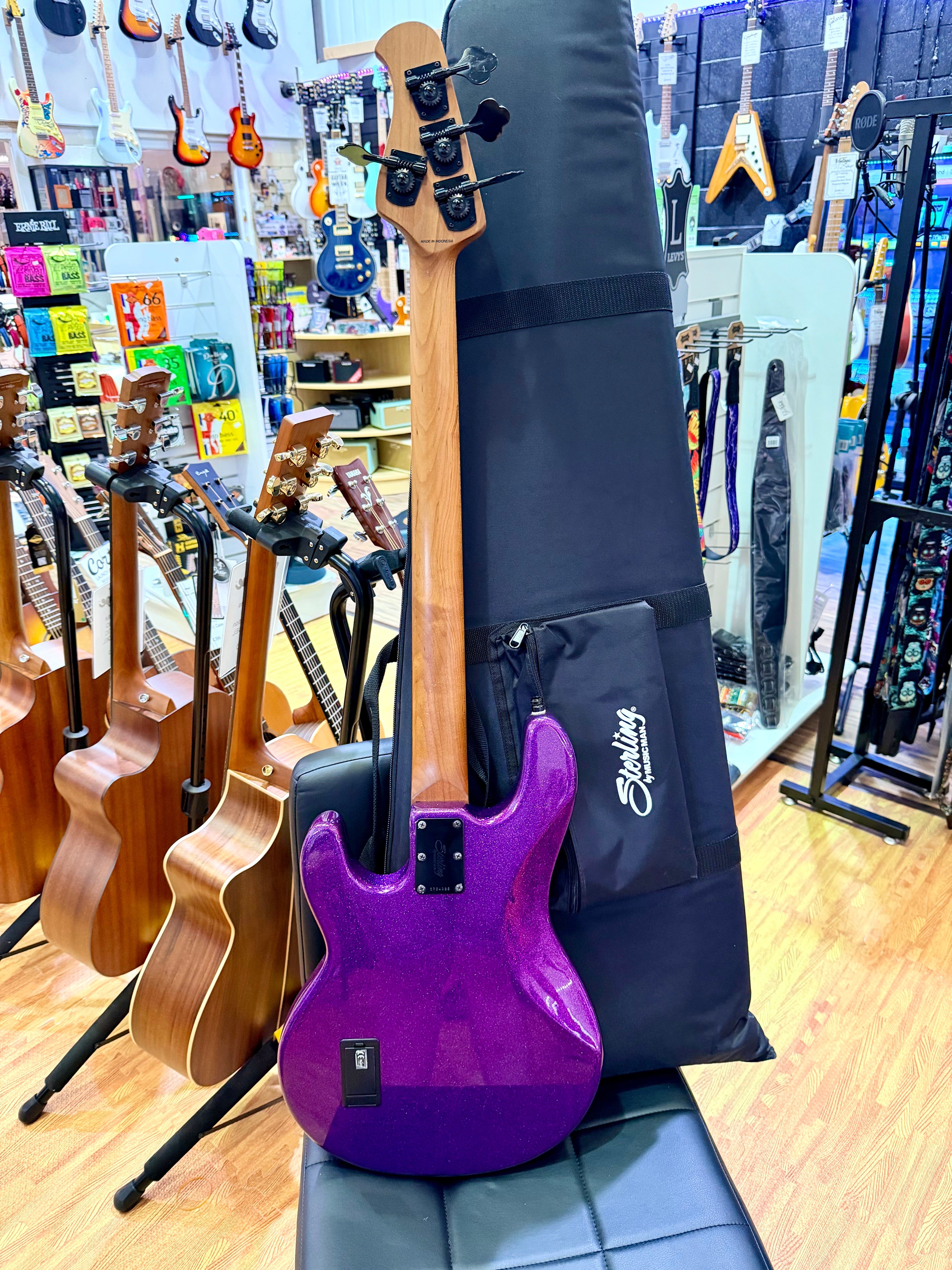 ✨2024✨ Sterling Music Man StingRay RAY34~ Purple Sparkle~ Electric Bass + Bag!