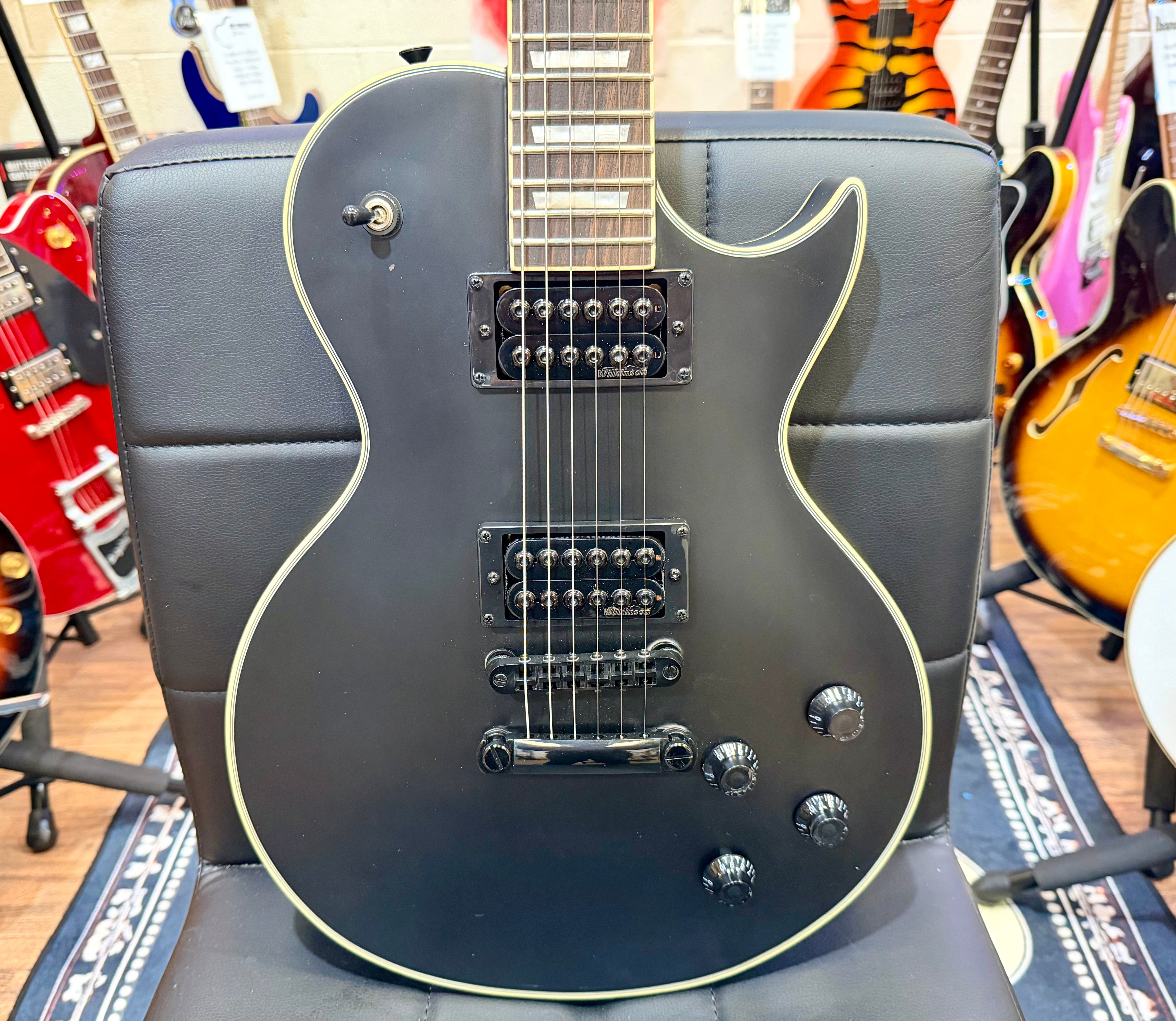 🔥B-STOCK DEAL🔥 NEW Vintage V100 VMX Electric Guitar~ Satin Black Les Paul!