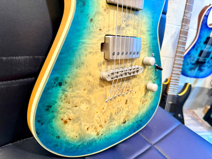 🔥2021🔥 Dean Exile Select 7-String Burl Poplar~ Satin Turquoise Burst~ Rare!