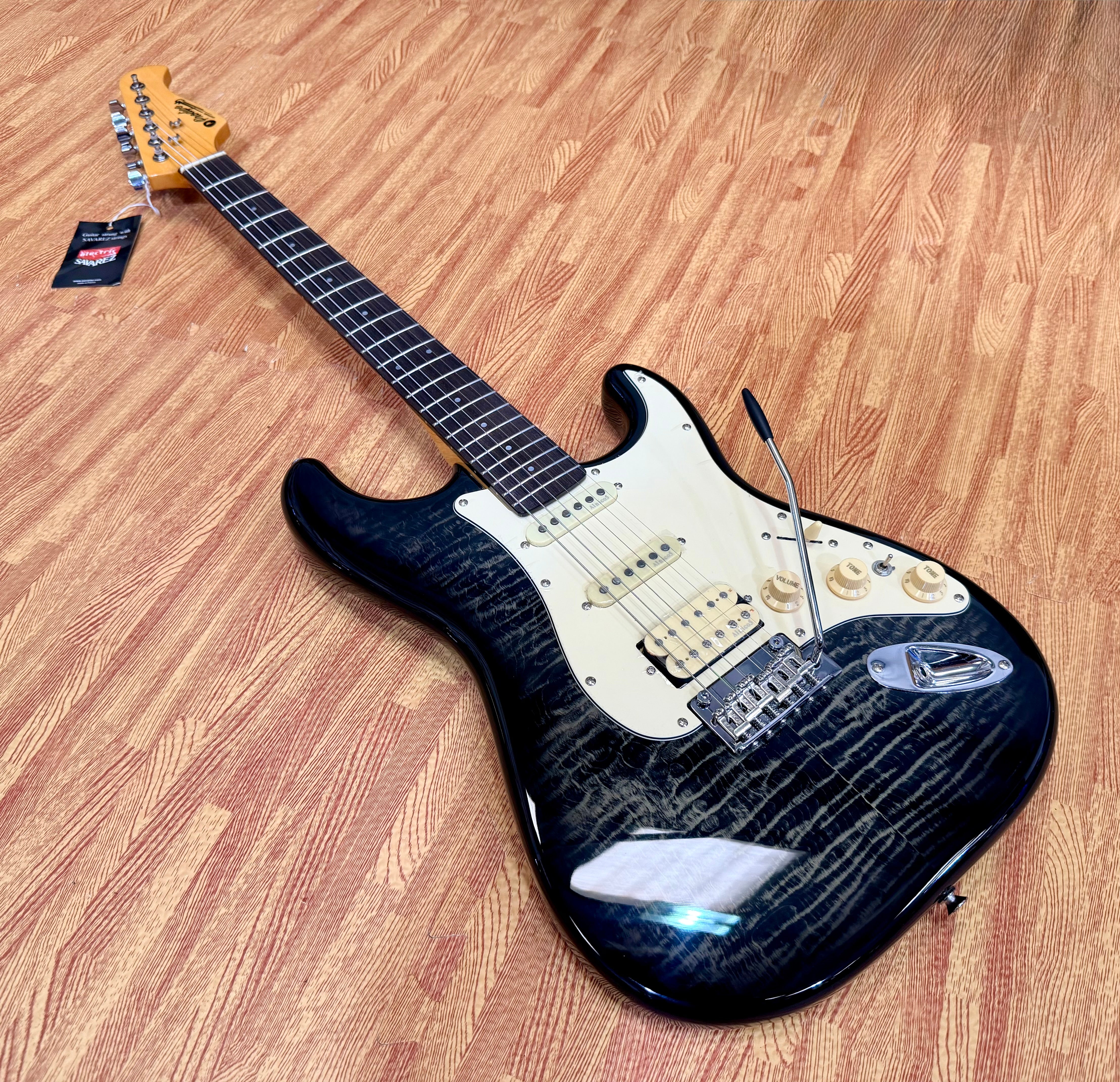 🔥NEW🔥 Prodipe ST93 Trans Black HSS Electric Guitar~ Flamed Maple~ Alder Body!