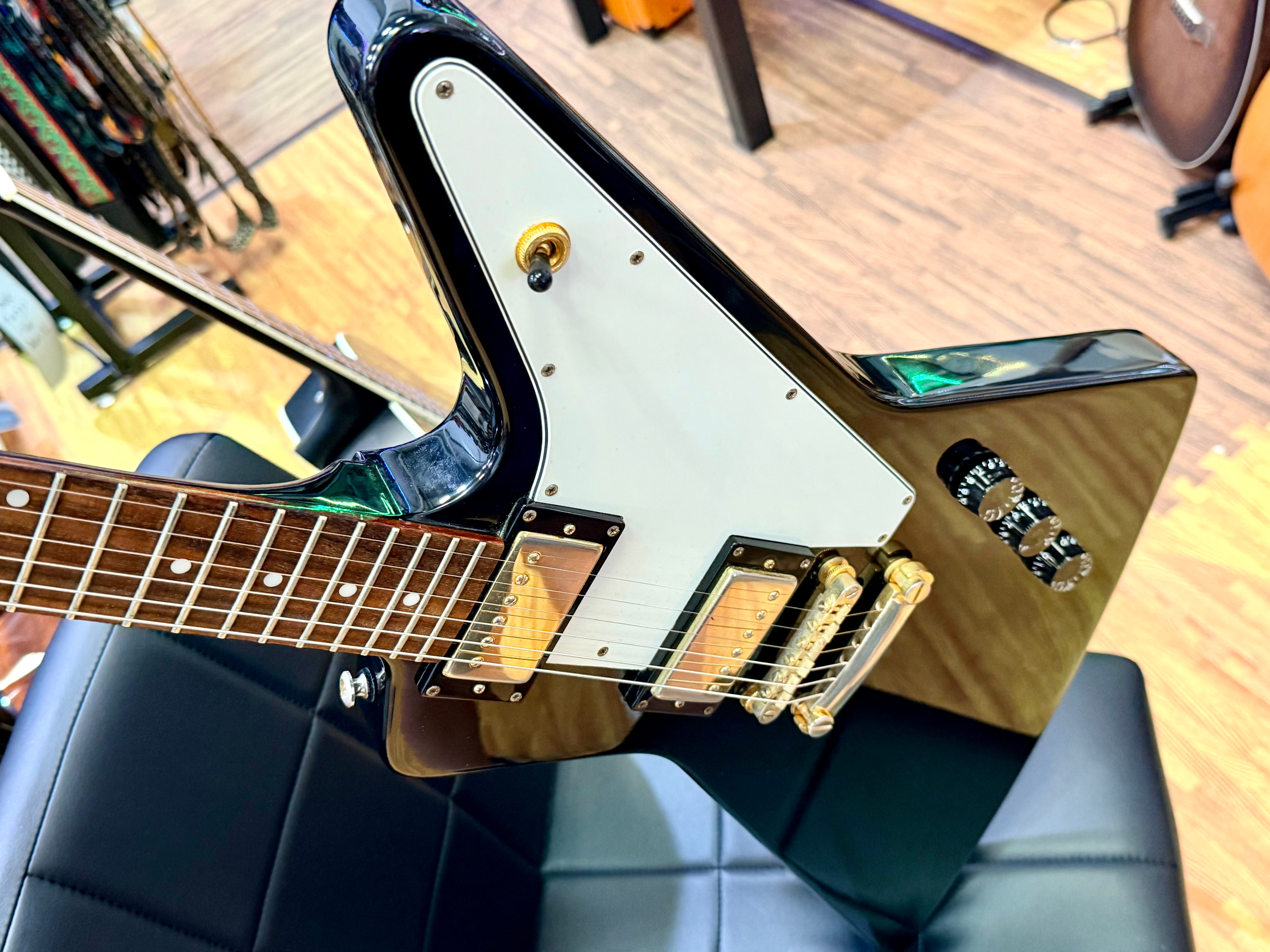 ⚡️2001⚡️ Epiphone ‘58 Explorer Black~ Korean Made 1958 ~ Gold Hardware~ Unsung MIK!