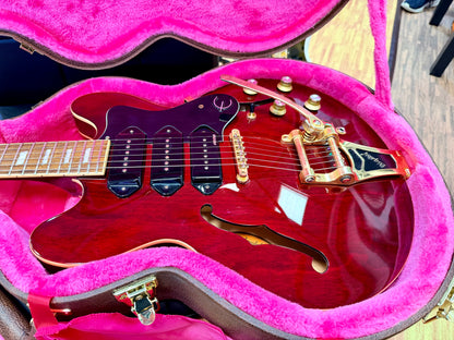 ✨2018✨ Epiphone Riviera Custom P93 Wine Red Bigsby P90 + New Gator Hard Case!
