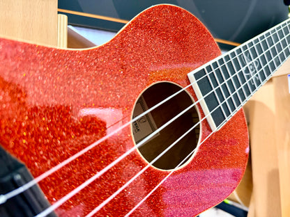 🔥NEW 2025🔥 Ortega Concert Ukulele~ Element Series Metallic Red Sparkle~ Gig Bag