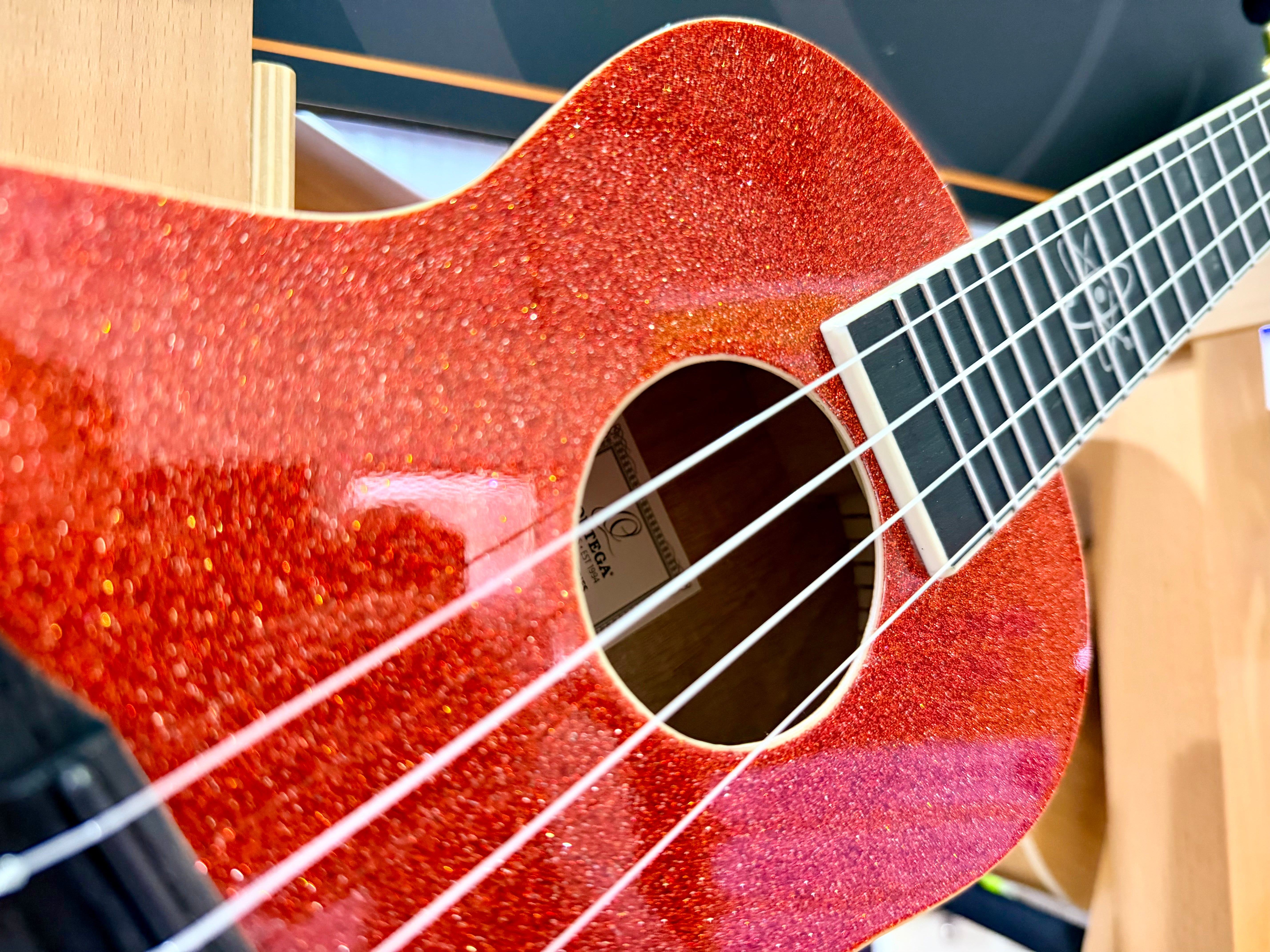 🔥NEW 2025🔥 Ortega Concert Ukulele~ Element Series Metallic Red Sparkle~ Gig Bag