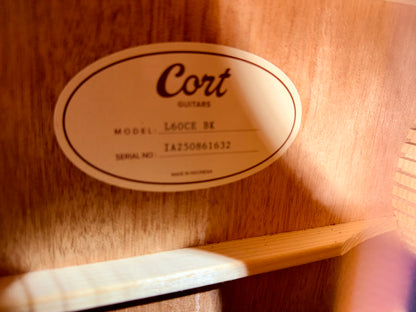 🌟NEW 2025🌟 Cort L60ce Electro Acoustic Guitar~ Gloss Black~ Orchestra Cutaway!