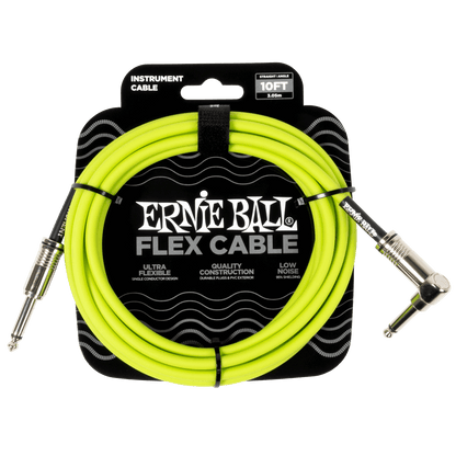 Ernie Ball Flex Instrument Cable- Straight/Angle 10ft- Green