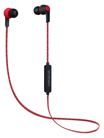 Volkano Moda Series Nylon Braided Bluetooth Earphones - Black/Red