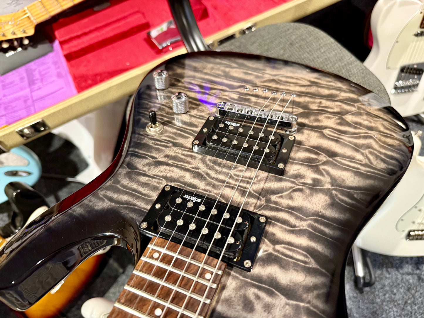 🔥EX-DEMO🔥 Schecter C-6 Plus Trans Black Charcoal Burst~ Diamond Series Guitar!