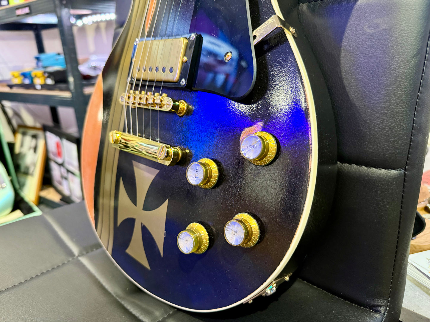 🔥CUSTOM BUILD🔥 James Hetfield Iron Cross Guitar~ Genuine EMG Het set~ESP Style