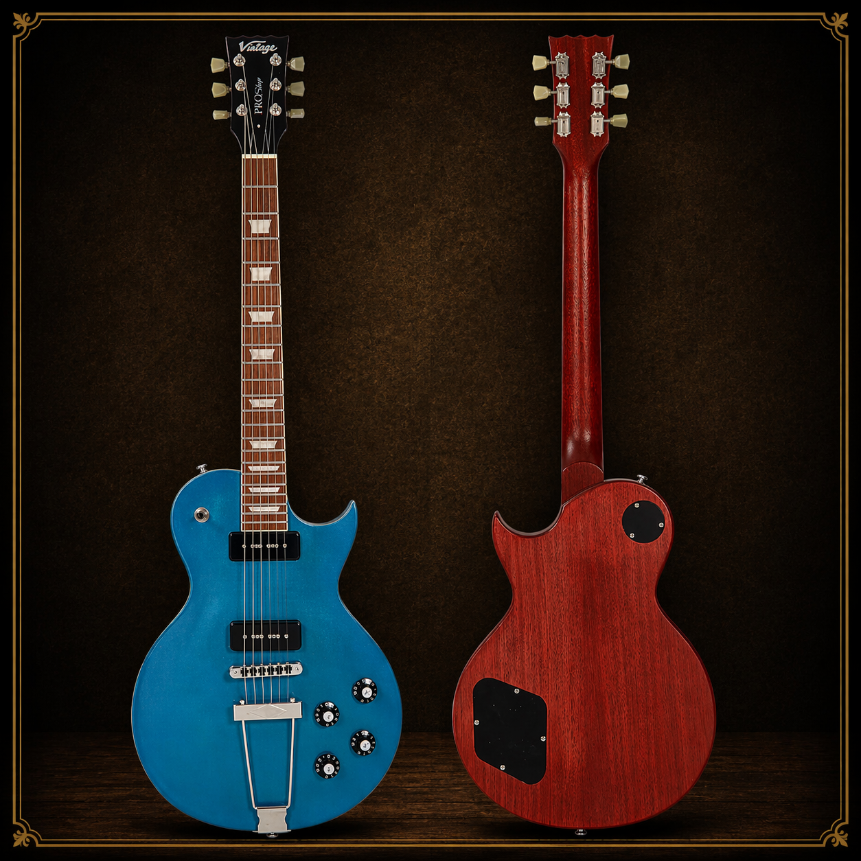 🔥 KLOPPMANN P90’s 🔥 Vintage V100 ProShop Unique~ Satin Teal Blue Les Paul 🇬🇧