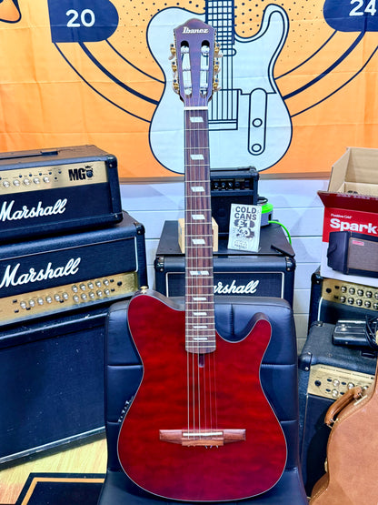 🔥2025🔥 Ibanez FRH20QMN Wine Red Low Gloss Nylon Electro Acoustic Guitar!