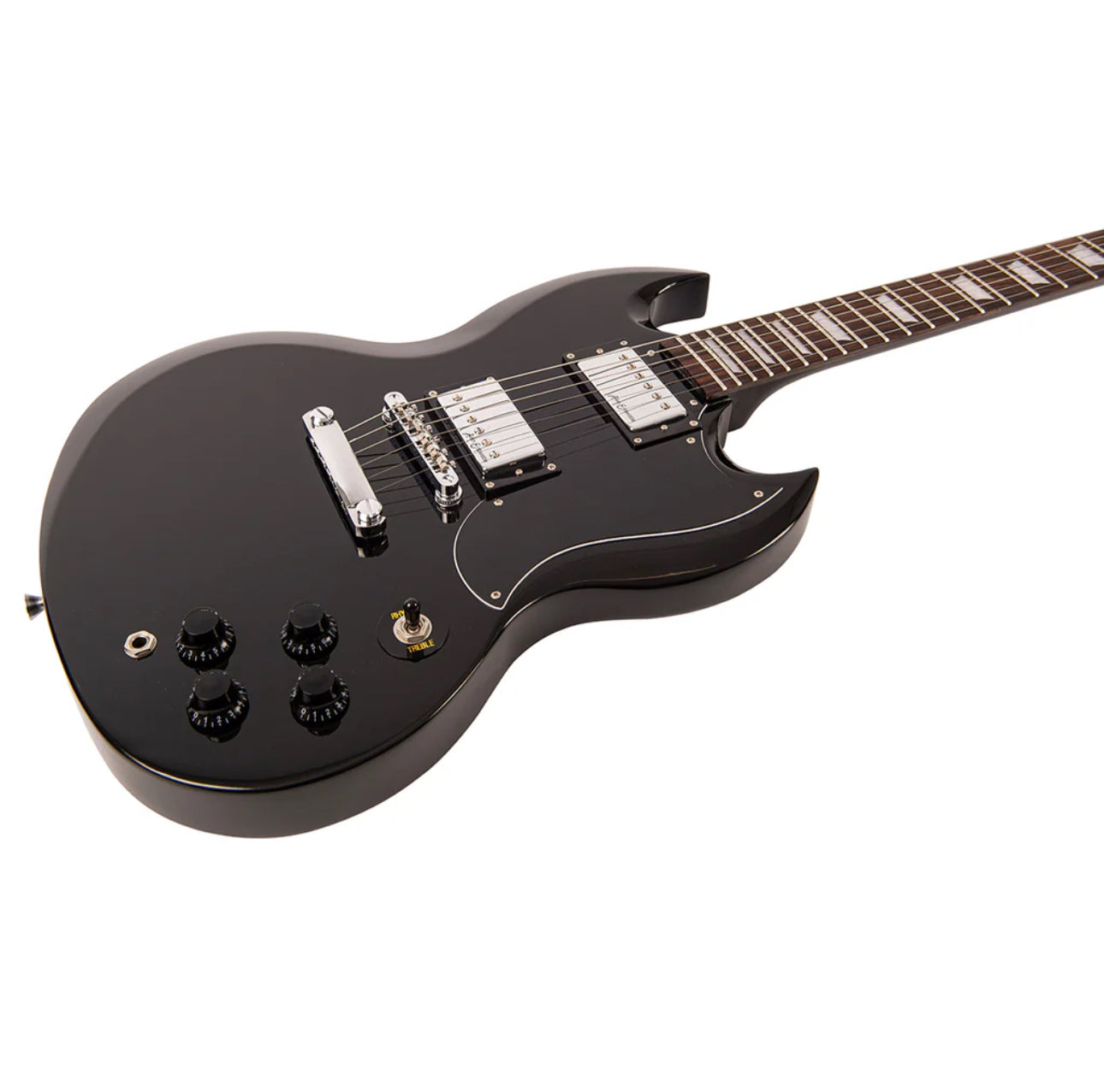 Vintage V69 SG Style Coaster Series Electric Guitar Pack ~ Boulevard Black