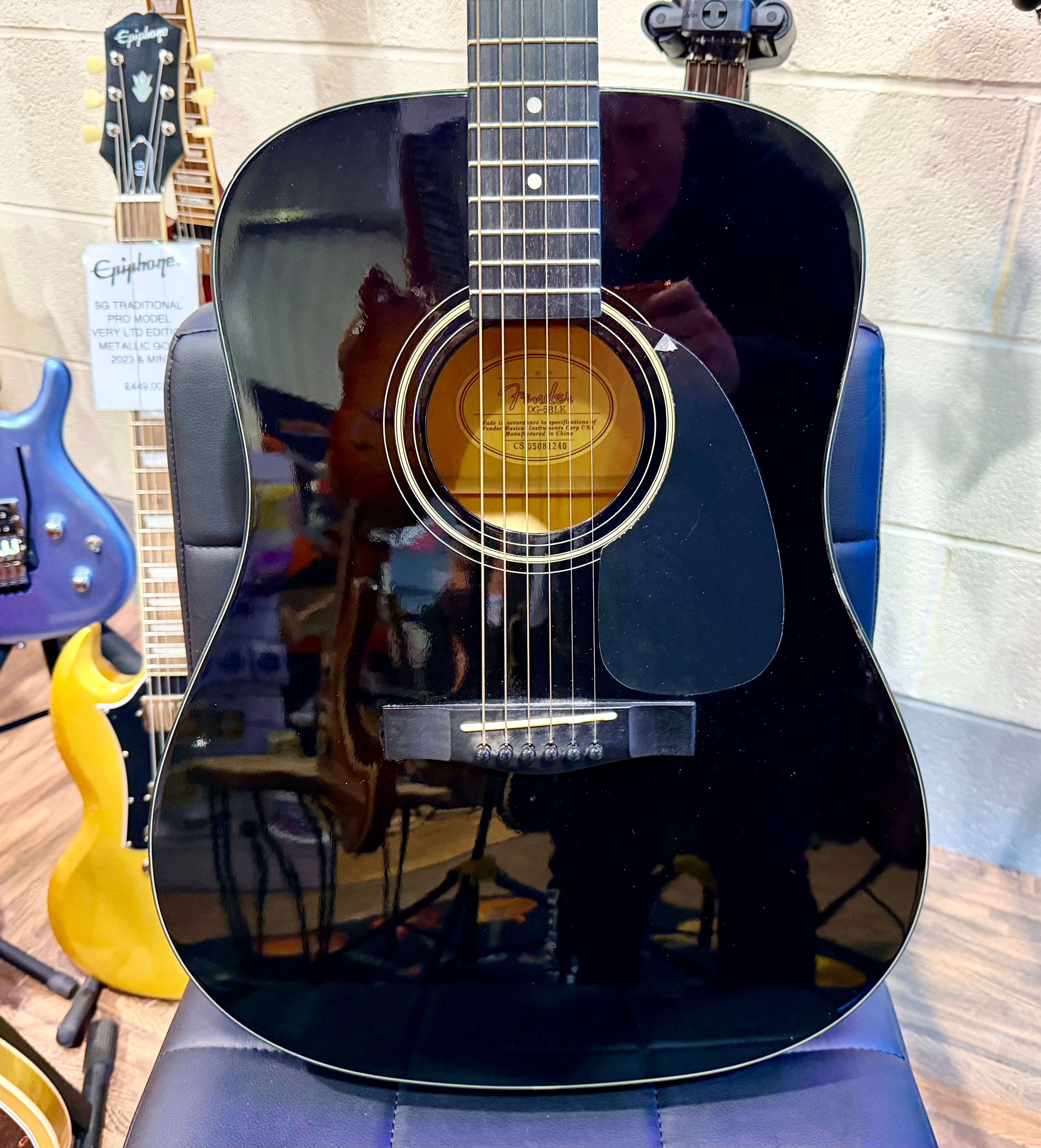 🎸PERFECT STARTER🎸 Fender DG-5 BLK Acoustic Guitar~ Full Size~ Gloss Black!