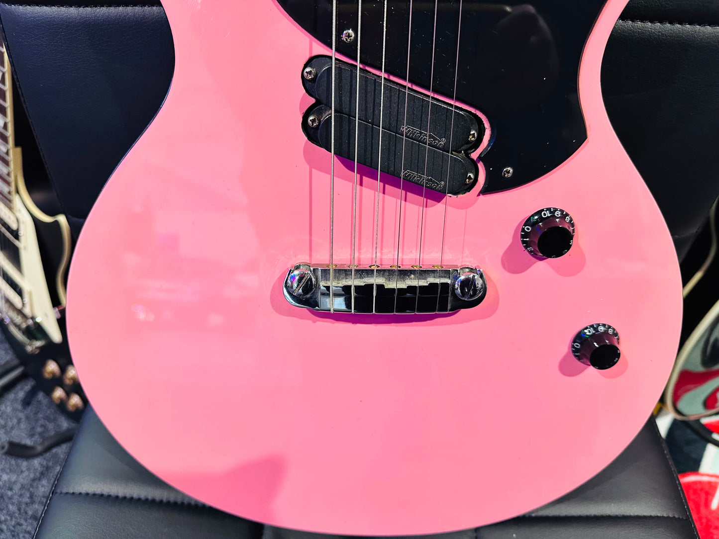 🌟RARE PINK🌟 Vintage ‘JHS’ ZIP Electric Guitar~ Les Paul Junior Shape~Wilkinson