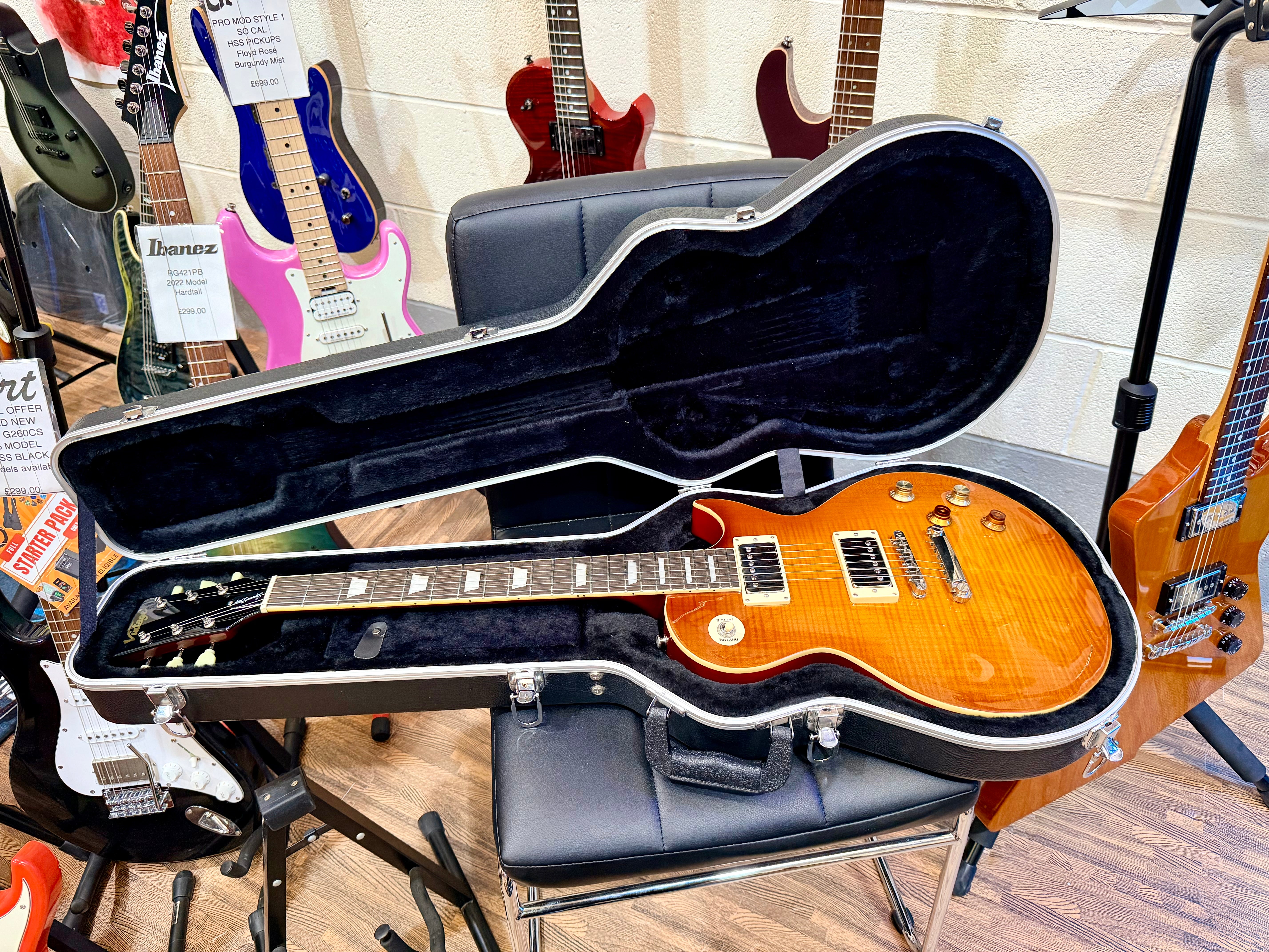 🔥GREENY MOORE🔥 Vintage V100 Reissued Lemon Drop~ PG BLUES PICKUPS + Hard Case!