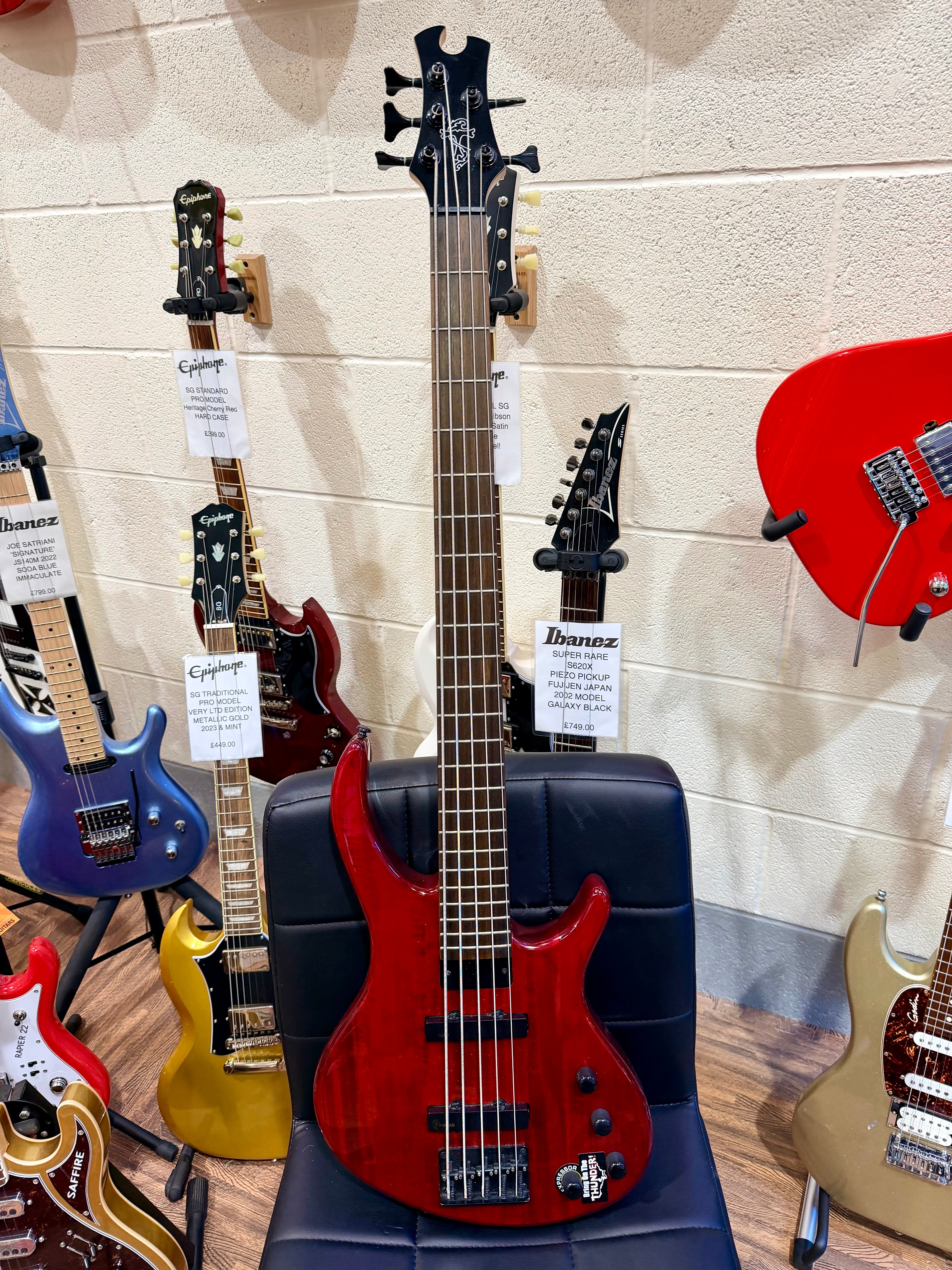 🔥 5 STRING 🔥 Epiphone Toby By Tobias Deluxe V Electric Bass Guitar~ Gloss Red!