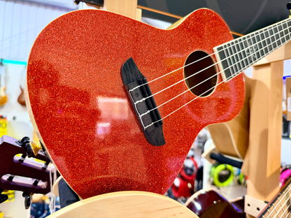 🔥NEW 2025🔥 Ortega Concert Ukulele~ Element Series Metallic Red Sparkle~ Gig Bag