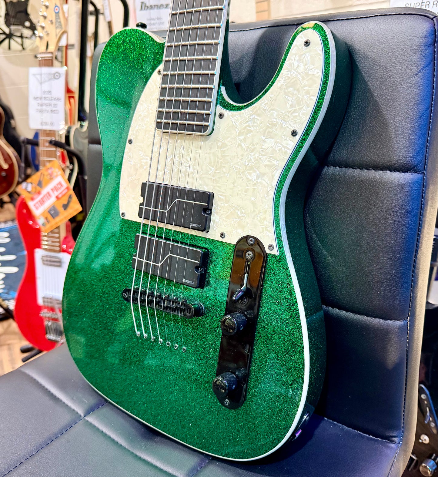 🔥MINT🔥 ESP LTD SCT-607 Baritone 7 String~ Stephen Carpenter Green Sparkle + Case