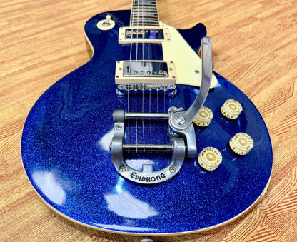 ✨RARE✨ 1997 Epiphone Les Paul~ Limited Edition Blue Sparkle~ Korea Bigsby Trem!