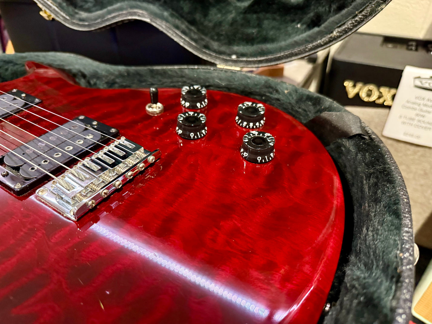 🔥RARE🔥 Ibanez AX220QM Double Cut~ Made In Korea~ 2000~ Hard Case~ Trans Red!
