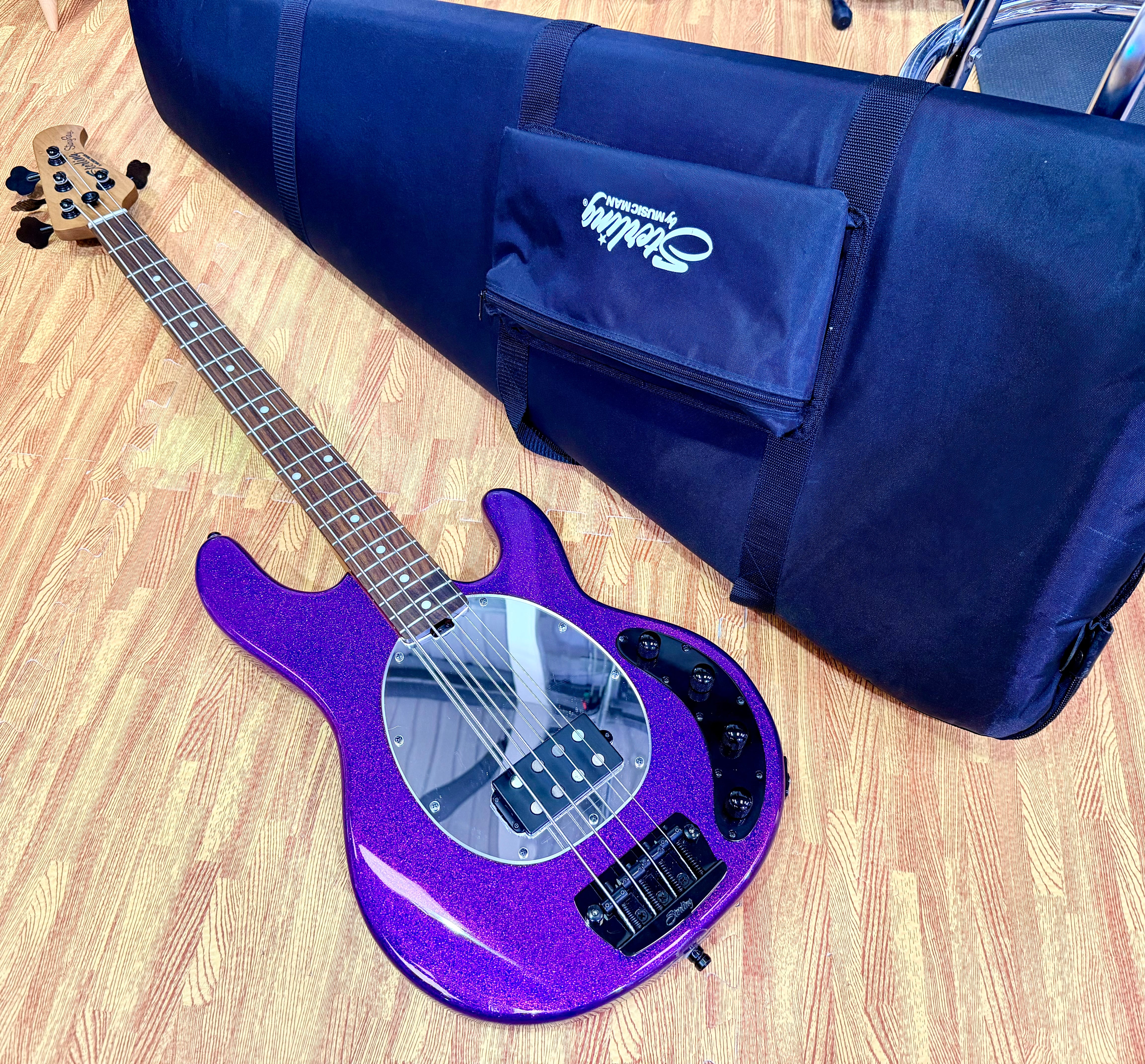 ✨2024✨ Sterling Music Man StingRay RAY34~ Purple Sparkle~ Electric Bass + Bag!