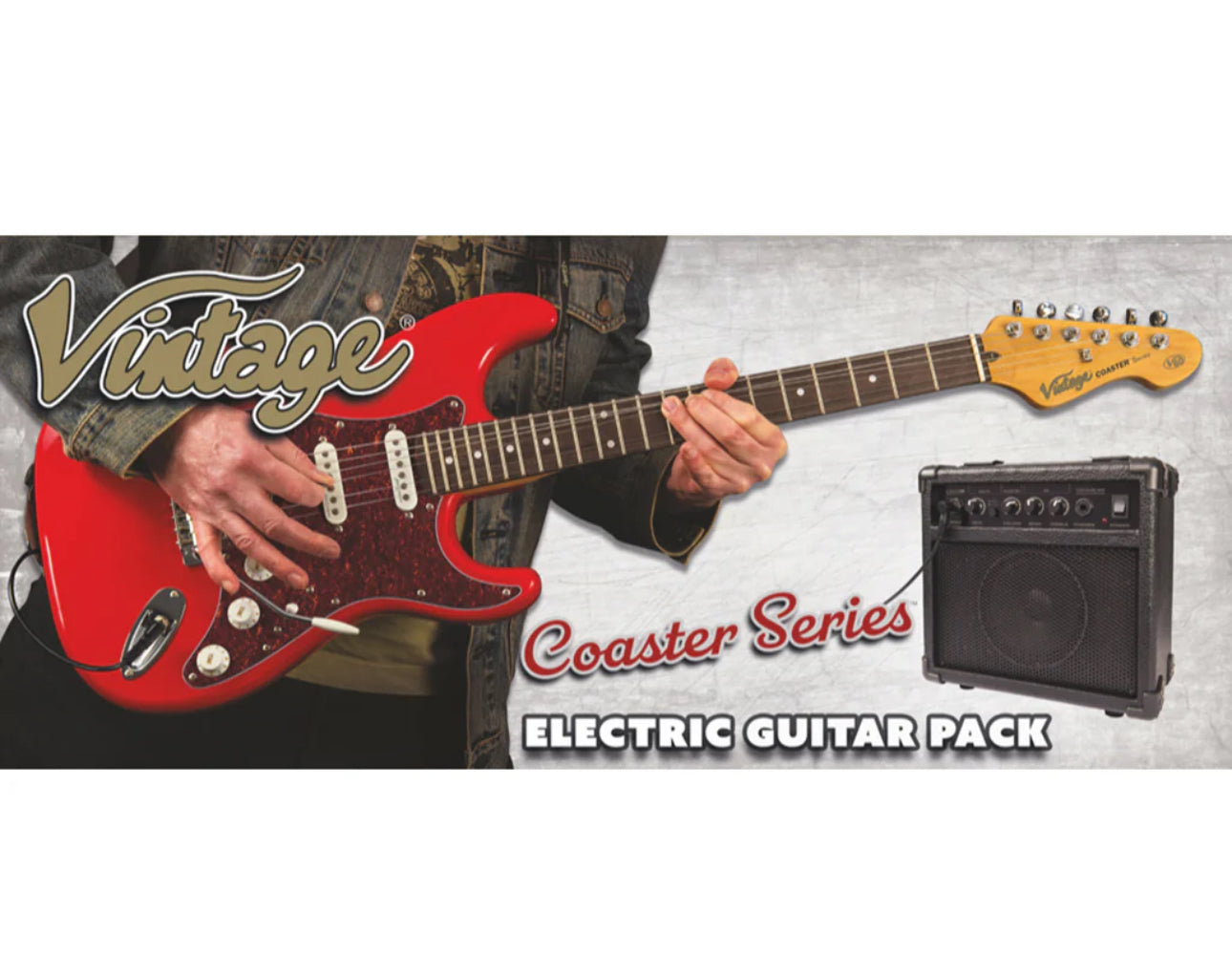 Vintage V60 Coaster Series Electric Guitar Starter Pack Bundle~ Candy Apple Blue