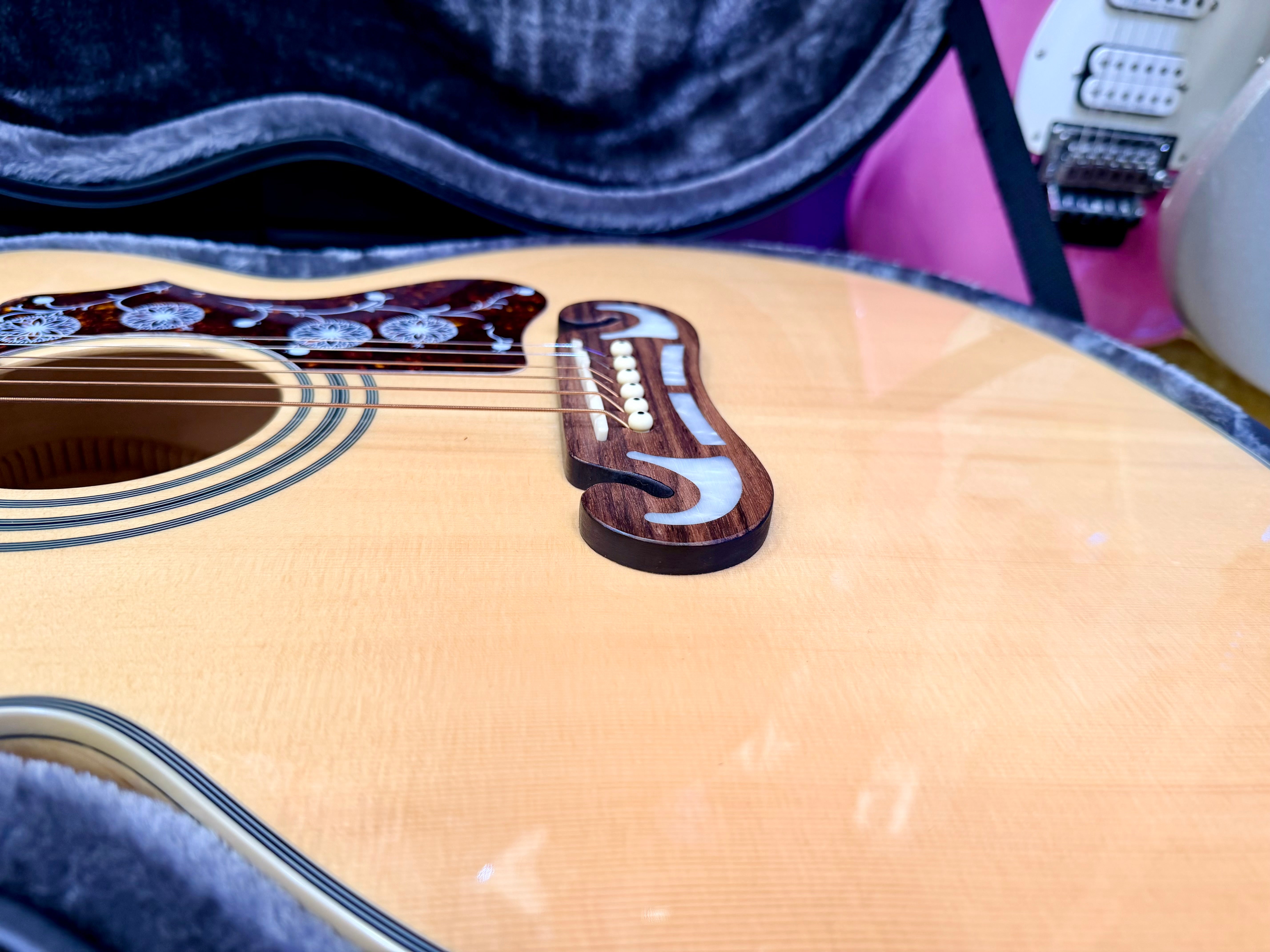 ✨MINT✨ Epiphone EJ-200SCE Jumbo Electro Acoustic~ Natural~ Esonic 2 + H/Case!