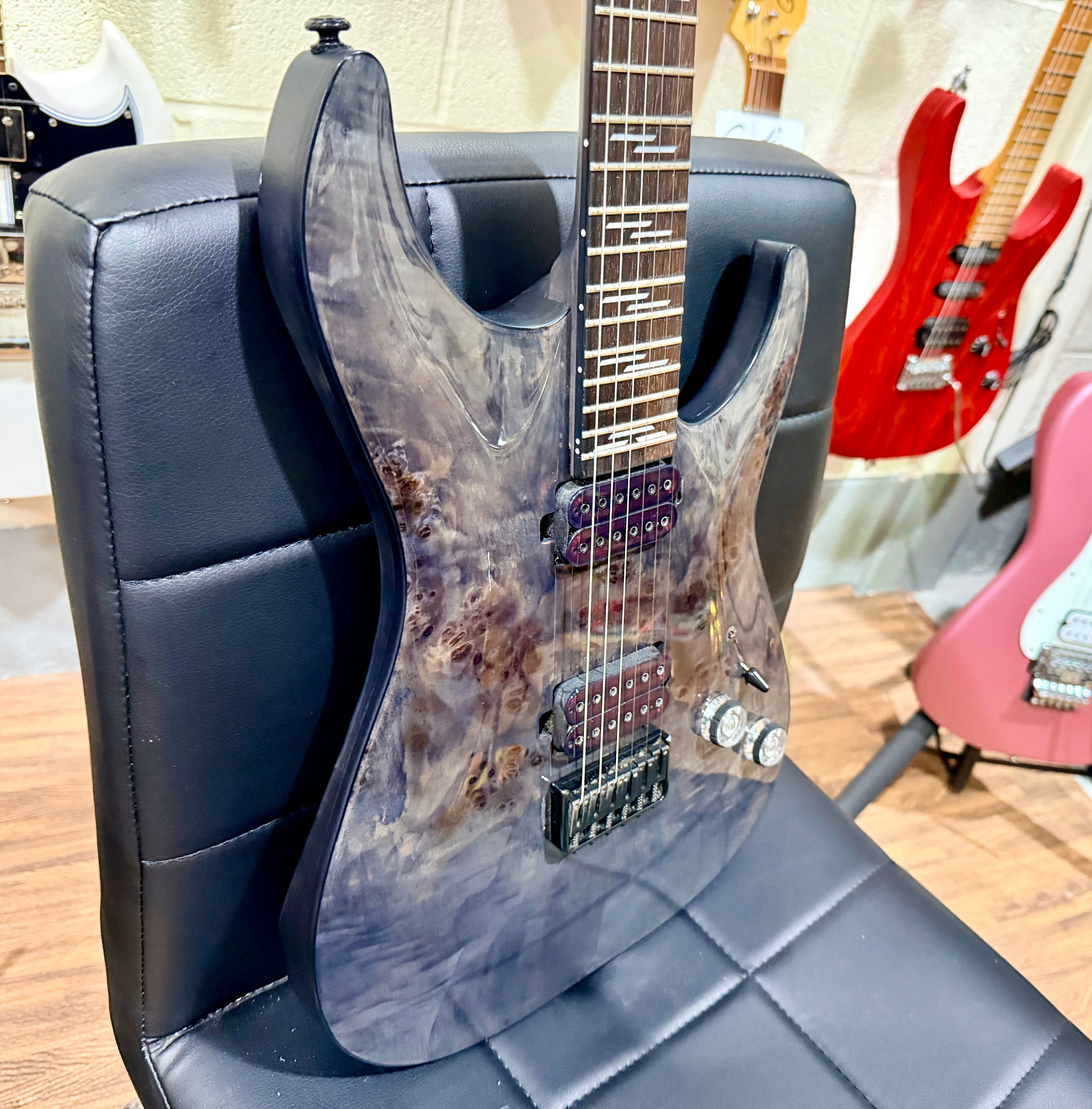 🔥2023🔥 Schecter Omen Elite 6 ~ See-Thru Black Burst~ Poplar Burl Top!
