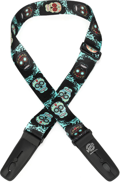 Lock-It Guitar Strap Plush Poly - Sugar Skulls
