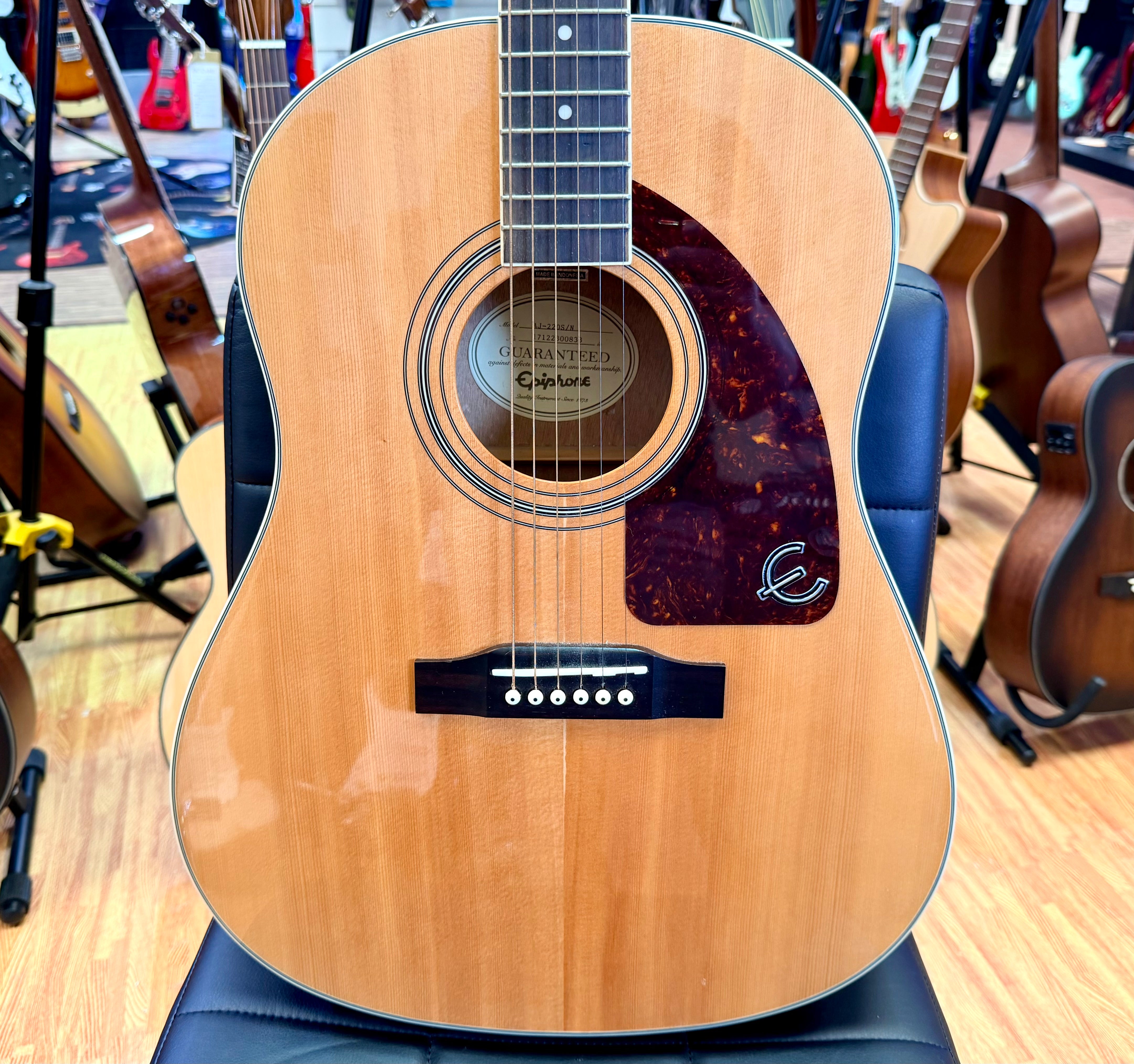 ⚡️2017⚡️ Epiphone AJ-220S/N Acoustic Guitar Natural~ Solid Top Dreadnought!