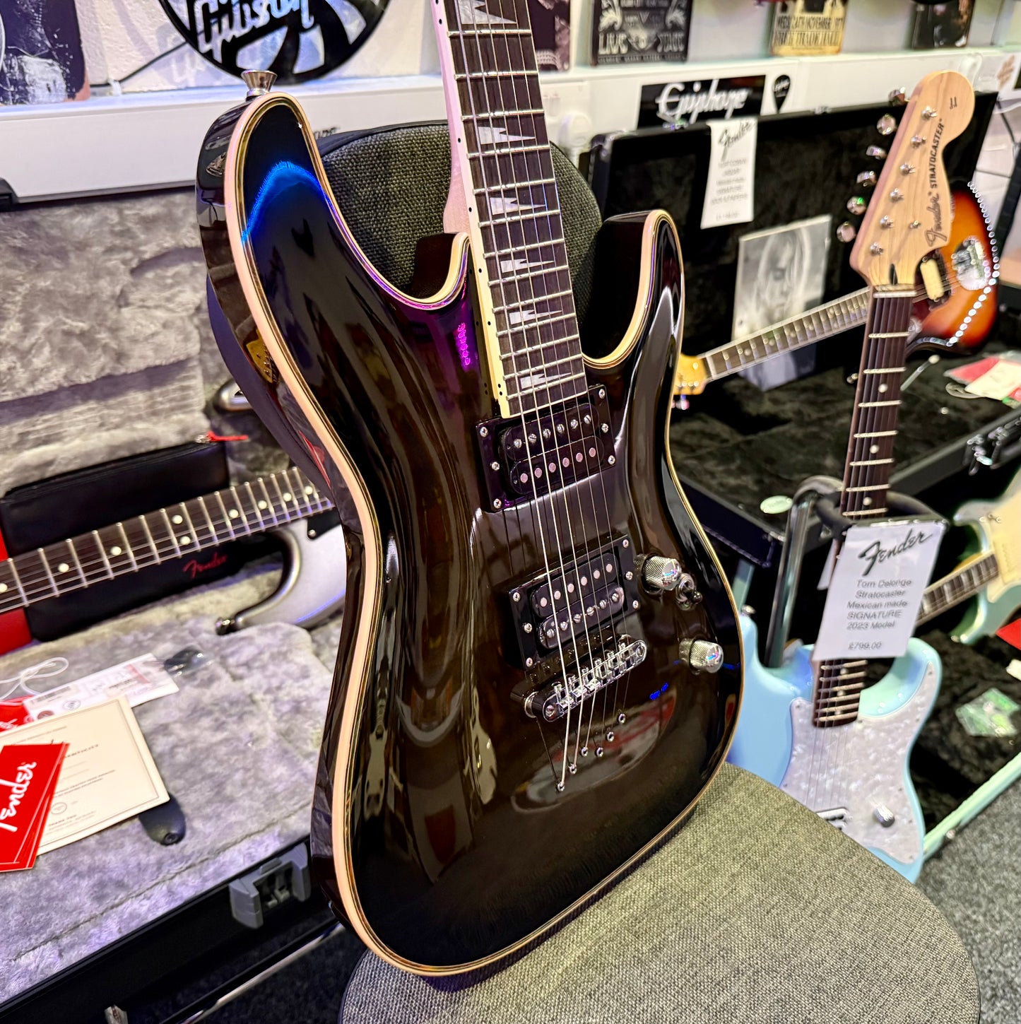 🔥MINT🔥 2023 East Coast GV320 Super Strat Electric Guitar~ Black Ice Burst!