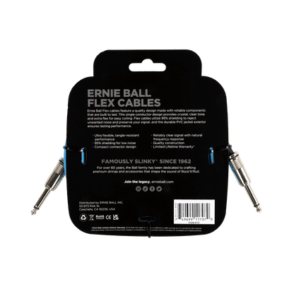 Ernie Ball Flex Instrument Cable- Straight/Straight 10ft- Blue