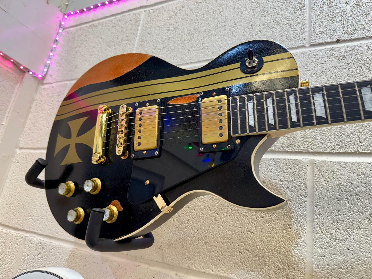🔥CUSTOM BUILD🔥 James Hetfield Iron Cross Guitar~ Genuine EMG Het set~ESP Style