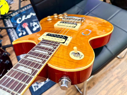 🔥B-STOCK🔥 NEW Vintage V100AFD Flamed Amber Paradise Electric Guitar~ Les Paul!