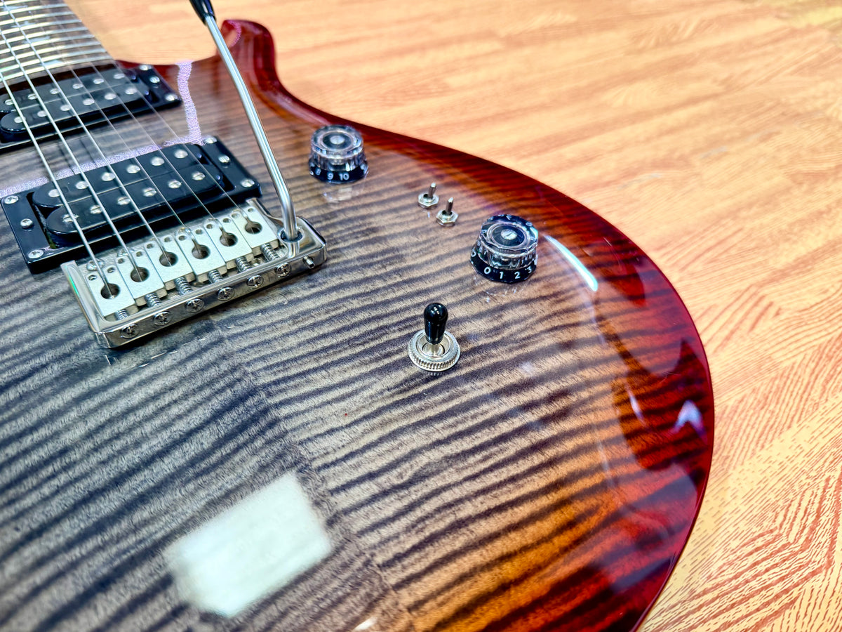 🌟2024🌟 PRS SE Custom 24-08 Charcoal Red Burst~ Locking Tuners & Gig Bag!
