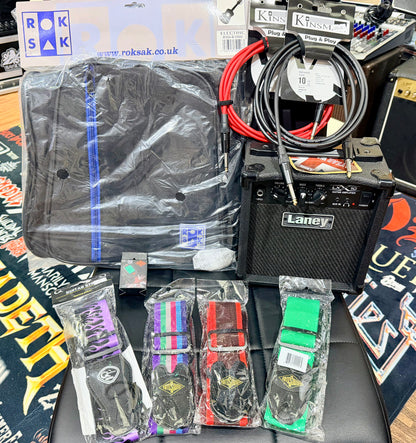 🎁 ELECTRIC GUITAR STARTER PACK 🎁 Ibanez Gio GRX70QBB~ Trans Blue Burst + Laney Amp, Bag, Tuner