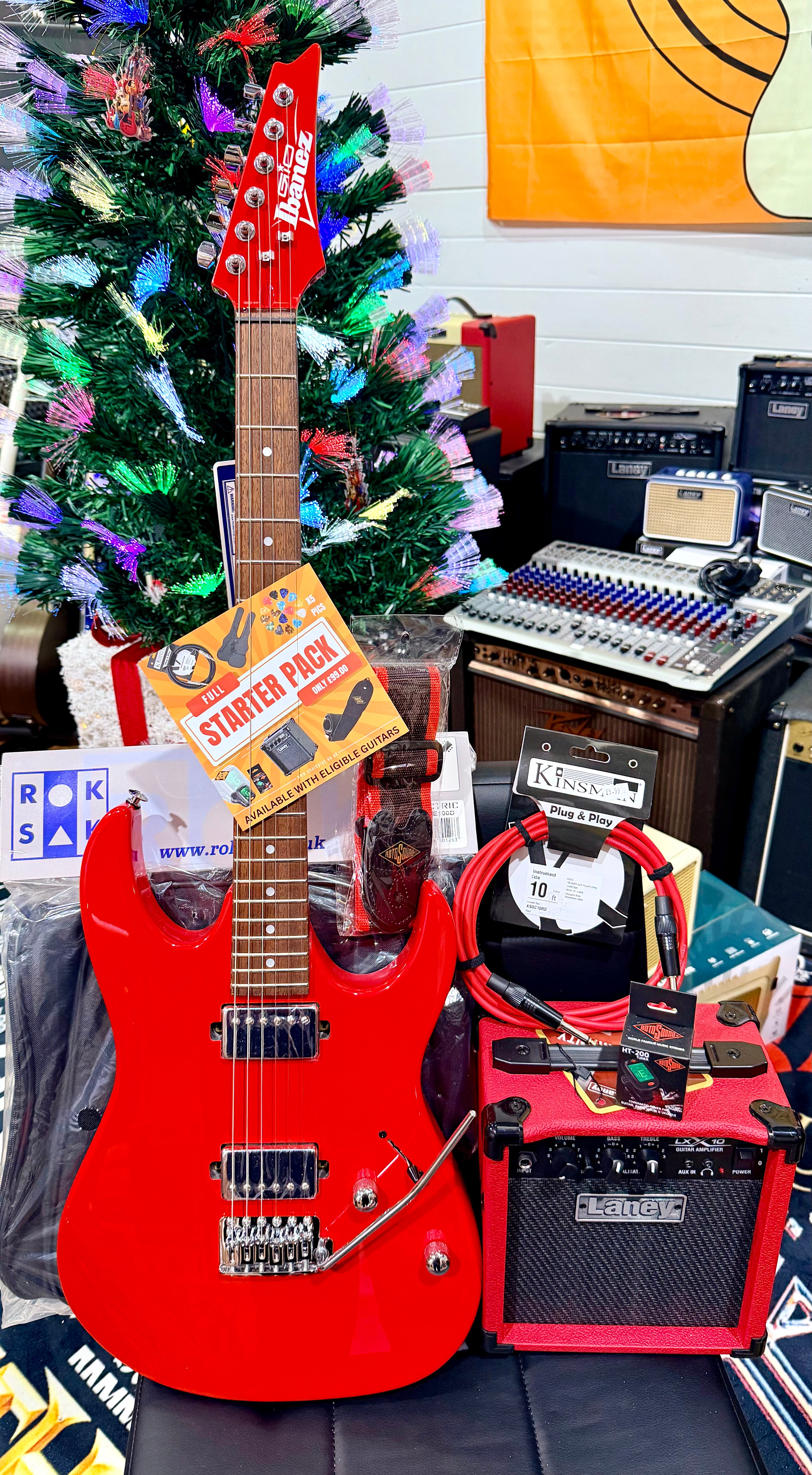 🎁 ELECTRIC GUITAR STARTER PACK 🎁 Ibanez Gio GRX120~Red~ Laney Amp, Bag ,Tuner