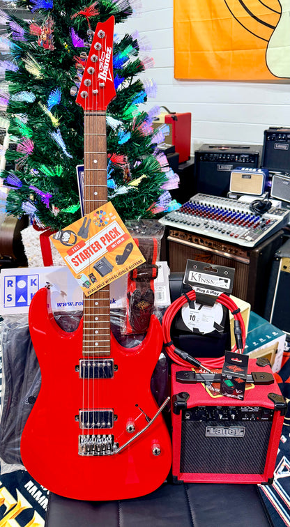 🎁 ELECTRIC GUITAR STARTER PACK 🎁 Ibanez Gio GRX120~Red~ Laney Amp, Bag ,Tuner