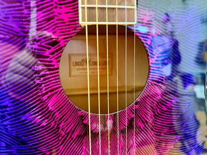 2021 Lindo Swallow Electro-Acoustic Dreadnought Guitar~ Purple/Pink Graphic!