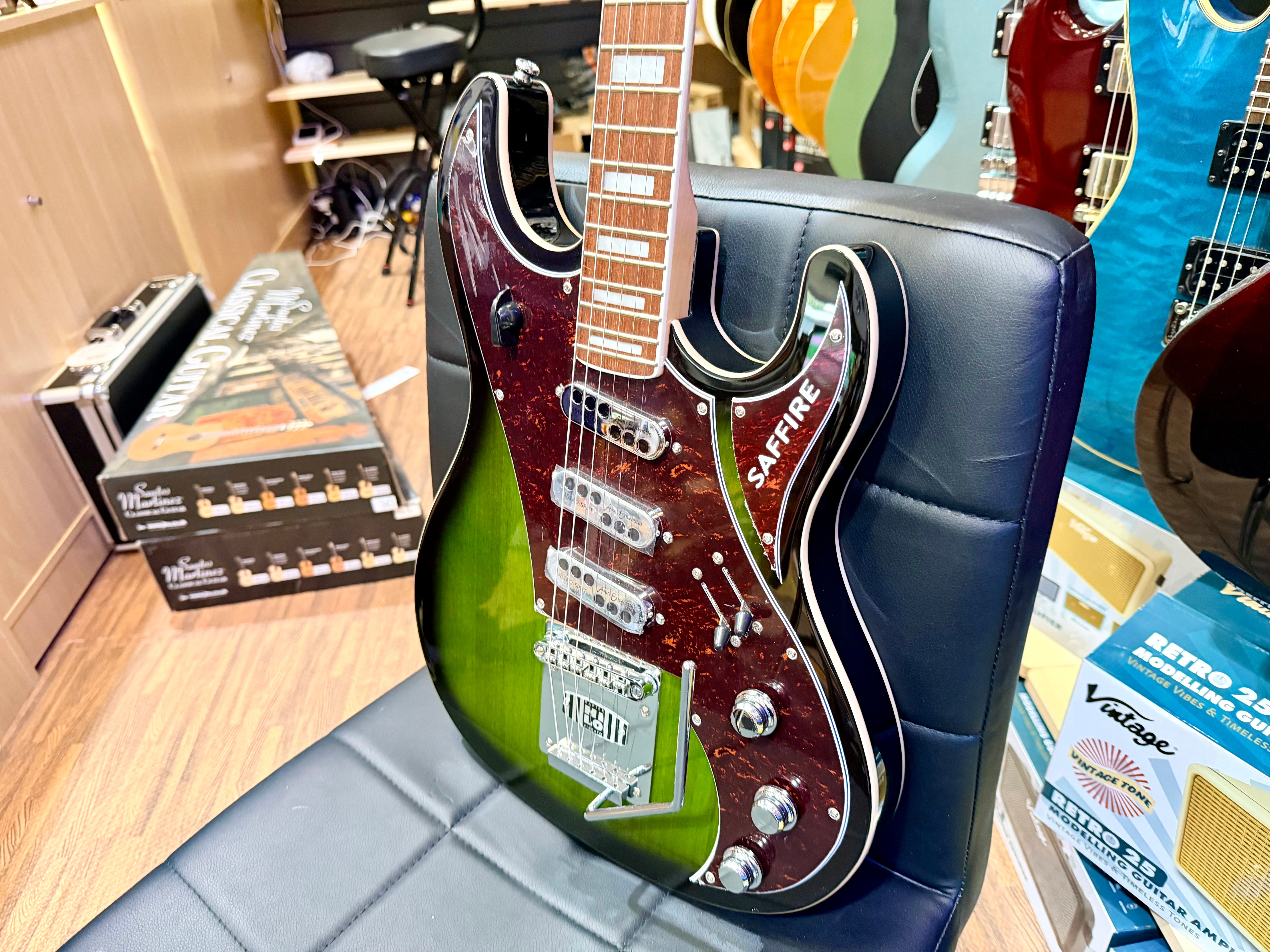 🔥NEW🔥 Rapier Saffire Ultra Electric Guitar~ Greenburst~ Astro-Split Pickups!